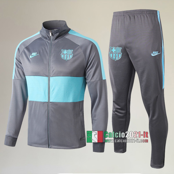 AAA Qualità: Full-Zip Giacca Nuove Del Tuta Da FC Barcellona + Pantaloni Verde/Grigio Chiaro 2019 2020