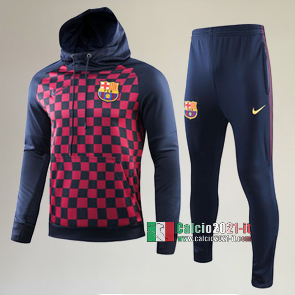 AAA Qualità: Full-Zip Giacca Cappuccio Hoodie Nuove Del Tuta Da FC Barcellona + Pantaloni Azzurra Reale 2019-2020