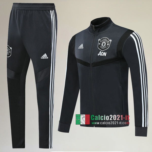 AAA Qualità: Full-Zip Giacca Nuove Del Tuta Manchester United + Pantaloni Grigio Scuro 2019/2020