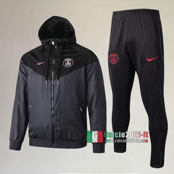 AAA Qualità: Full-Zip Giacca Antivento Nuove Del Tuta PSG Paris Saint Germain + Pantaloni Nera 2019-2020