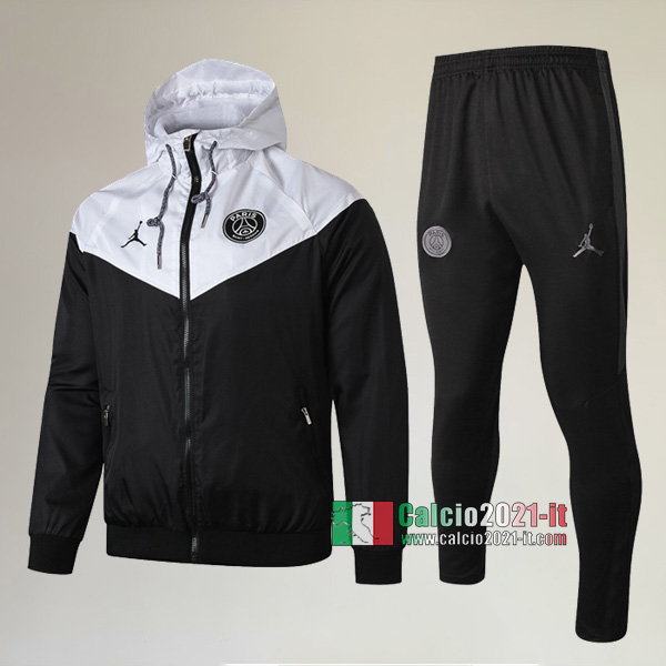 Full-Zip Giacca Antivento Nuove Del Tuta Da PSG Paris Saint Germain Jordan + Pantaloni Bianca/Nera 2019 2020