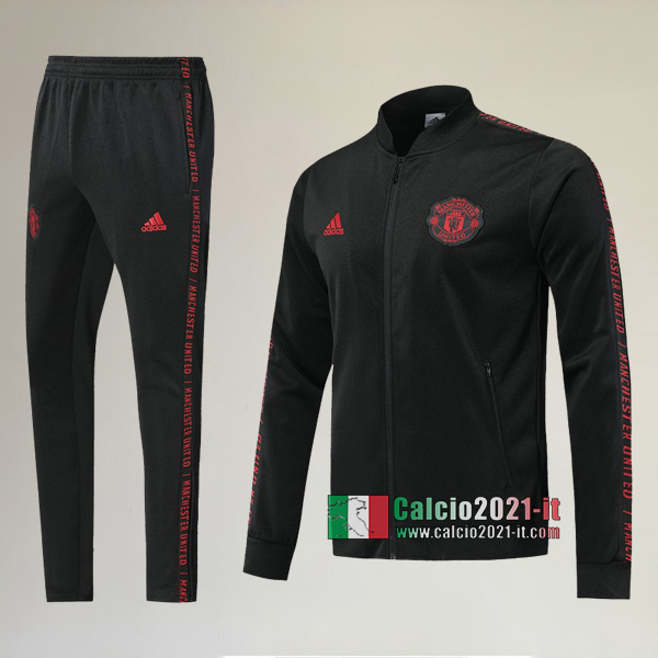 AAA Qualità: Full-Zip Giacca Nuove Del Tuta Manchester United + Pantaloni Nera 2019 2020