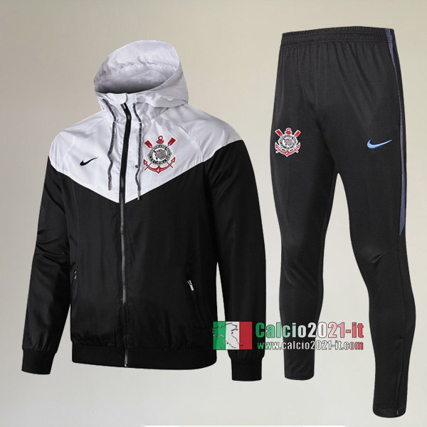 AAA Qualità: Full-Zip Giacca Antivento Nuove Del Tuta Da Corinthians + Pantaloni Bianca/Nera 2019-2020