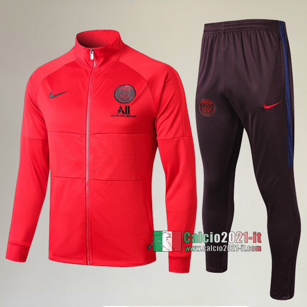 A++ Qualità: Full-Zip Giacca Nuova Del Tuta Del PSG Paris Saint Germain + Pantaloni Rossa 2019-2020