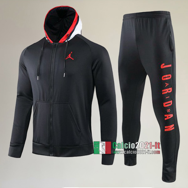 Full-Zip Giacca Cappuccio Hoodie Nuova Del Tuta PSG Paris Saint Germain Jordan + Pantaloni Nera 2019 2020