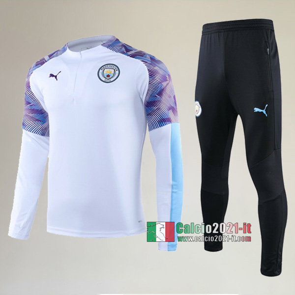 A++ Qualità: Nuova Del Tuta Del Manchester City + Pantaloni Bianca Porpora 2019/2020