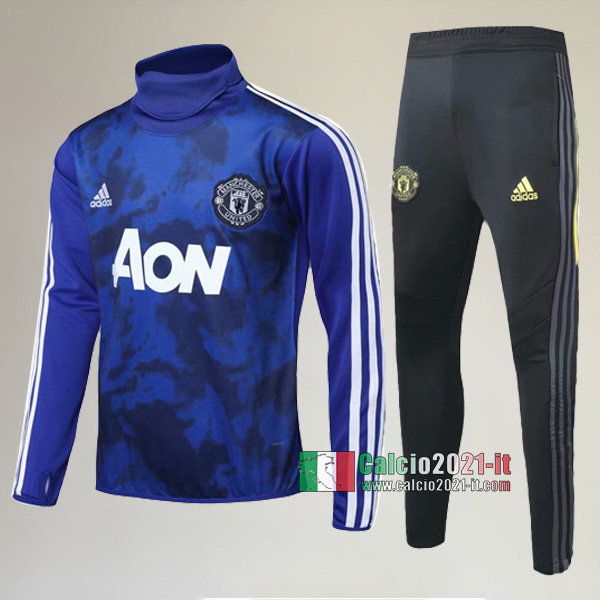 A++ Qualità: Nuova Del Tuta Del Manchester United Collare Alto + Pantaloni Azzurra 2019/2020