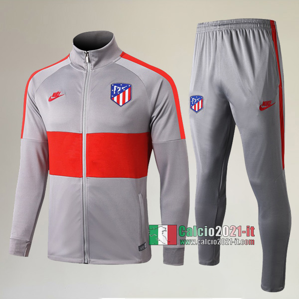 AAA Qualità: Full-Zip Giacca Nuove Del Tuta Da Atletico Madrid + Pantaloni Rossa Grigio Chiaro 2019/2020