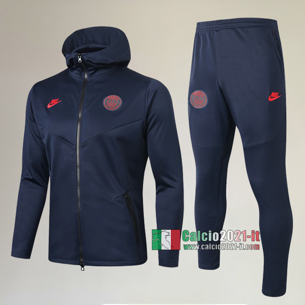 A++ Qualità: Full-Zip Giacca Cappuccio Hoodie Nuova Del Tuta PSG Paris Saint Germain + Pantaloni Nera 2019/2020