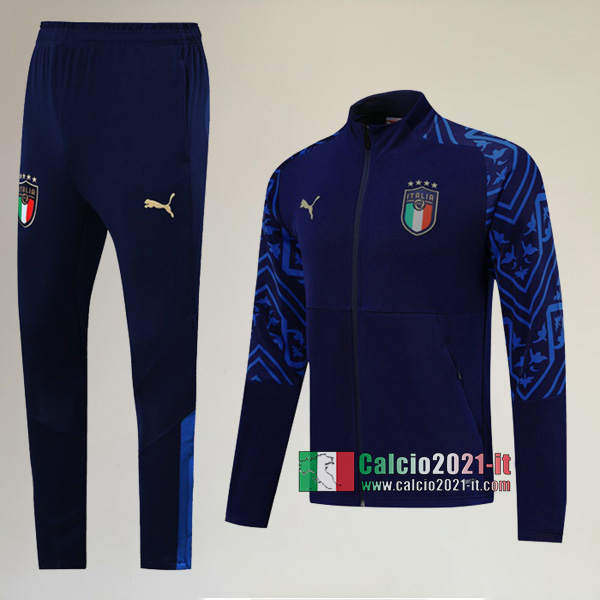 A++ Qualità: Full-Zip Giacca Nuova Del Tuta Del Italia + Pantaloni Azzurra Marino -2 2019/2020