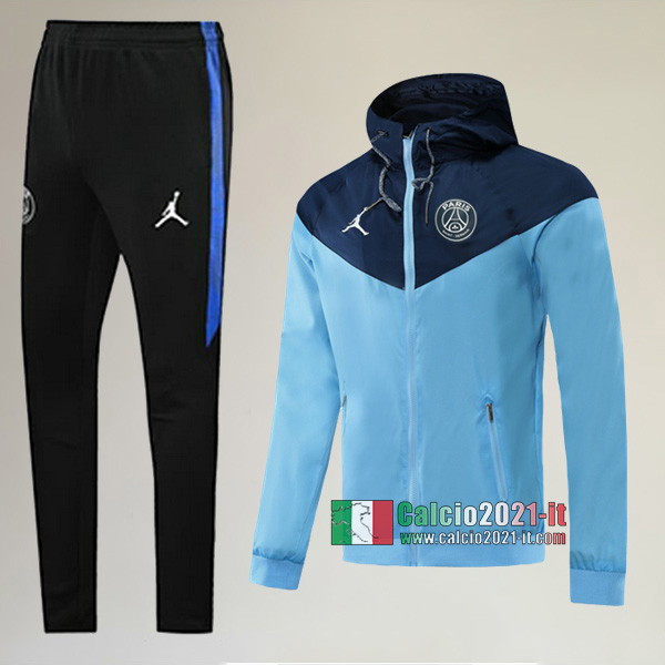 Full-Zip Giacca Antivento Nuova Del Tuta PSG Paris Saint Germain + Pantaloni Azzurra 2020/2021