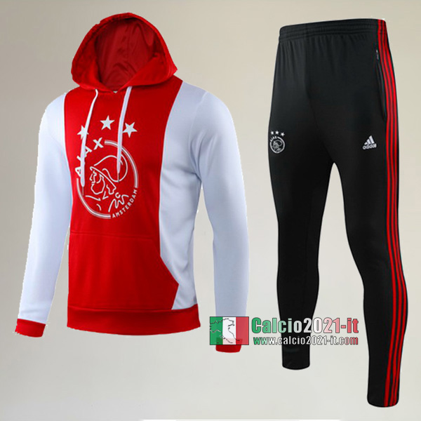 A++ Qualità: Felpa Sportswear Cappuccio Hoodie Nuova Del Tuta Ajax Amsterdam + Pantaloni Rossa 2019-2020