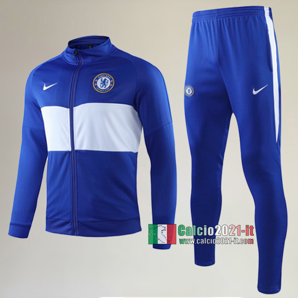 A++ Qualità: Full-Zip Giacca Nuova Del Tuta Del Chelsea FC + Pantaloni Azzurra/Bianca 2019/2020