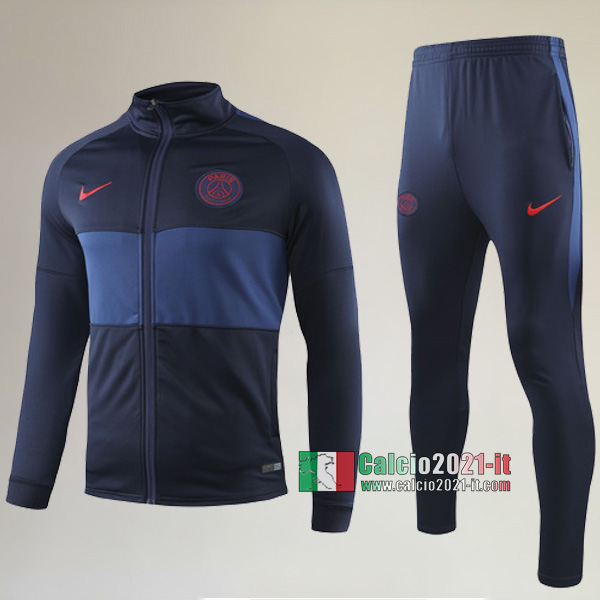 AAA Qualità: Full-Zip Giacca Nuove Del Tuta Da PSG Paris Saint Germain + Pantaloni Azzurra Scuro 2019 2020