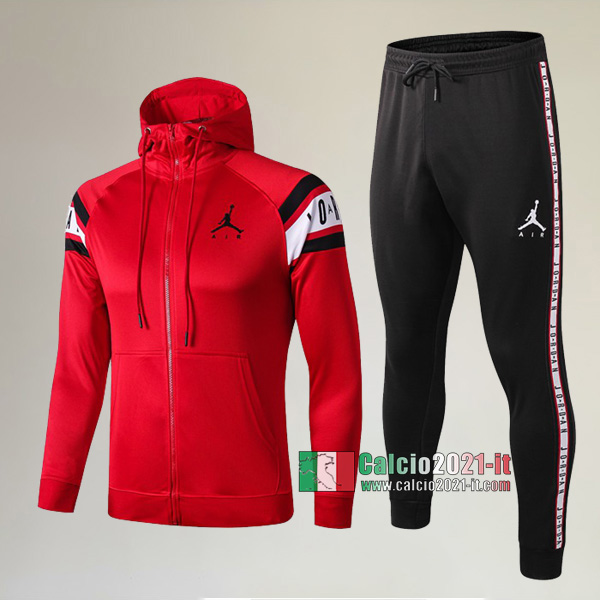 Full-Zip Giacca Cappuccio Hoodie Nuova Del Tuta Del PSG Paris Saint Germain Jordan + Pantaloni Rossa 2019-2020