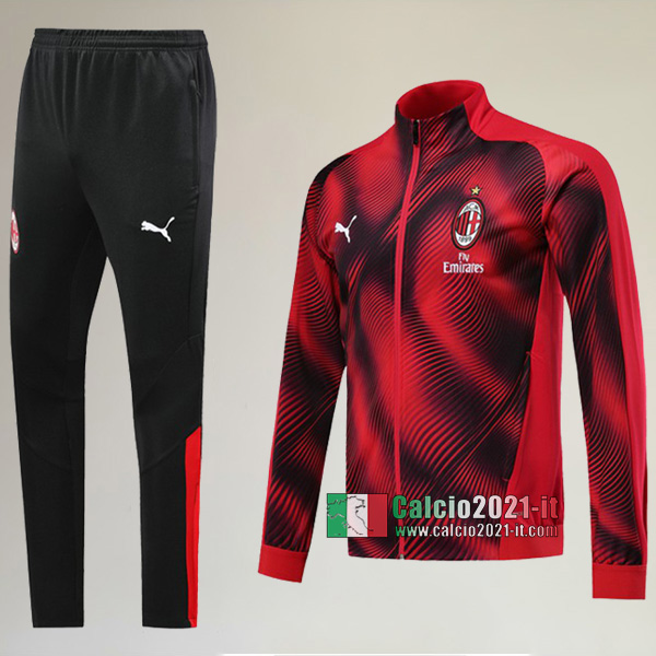 AAA Qualità: Full-Zip Giacca Nuove Del Tuta AC Milan + Pantaloni Rossa/Nera 2019 2020