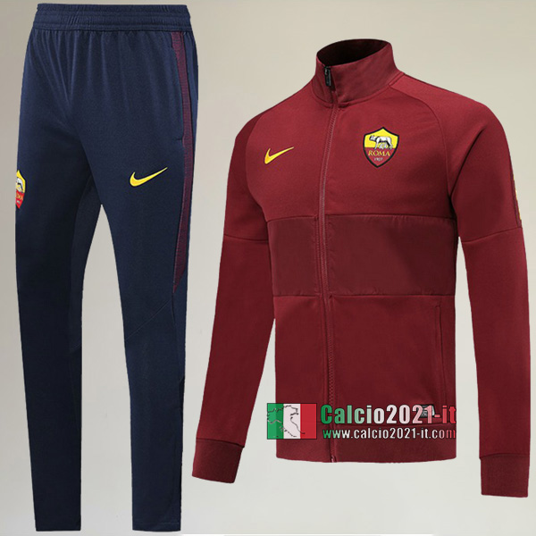 AAA Qualità: Full-Zip Giacca Nuove Del Tuta AS Roma + Pantaloni Marrone 2019-2020