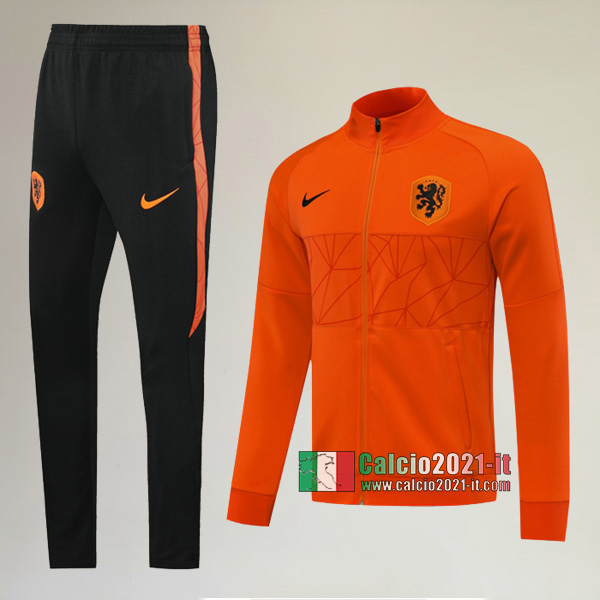 A++ Qualità: Full-Zip Giacca Nuova Del Tuta Olanda + Pantaloni Arancio 2020-2021