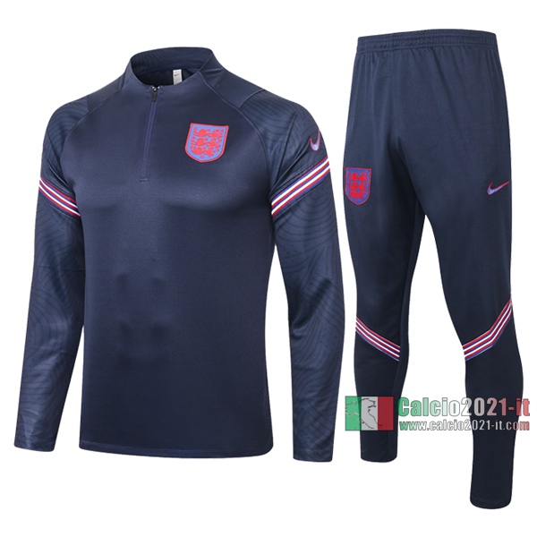 Calcio2021-It: Sito Comprare Felpa Tuta Inghilterra Half-Zip Azzurra Scuro 2020 2021