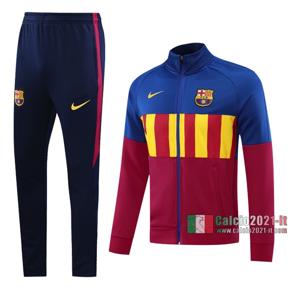 Calcio2021-It: Giacca Allenamento Fc Barcellona Full-Zip Rossa Azzurra 2020 2021