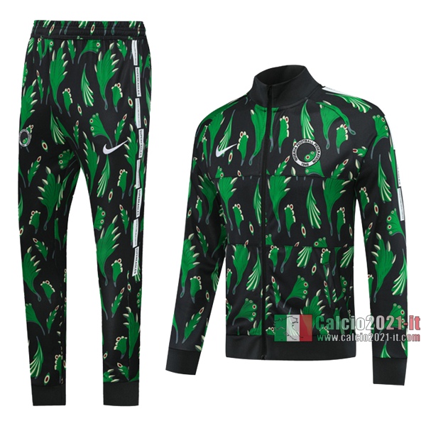 Calcio2021-It: Giacca Allenamento Nigeria Full-Zip Nera Verde 2020 2021