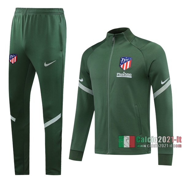 Calcio2021-It: Giacca Allenamento Atletico Madrid Full-Zip Verde 2020 2021