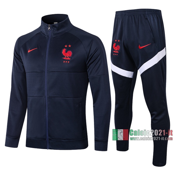 Calcio2021-It: La Nuova Giacca Allenamento Francia Full-Zip Azzurra Scuro 2020 2021