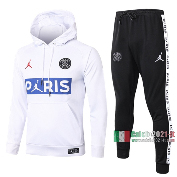 Calcio2021-It: Felpa Tuta Paris Psg Cappuccio Air Jordan Bianca 2020 2021