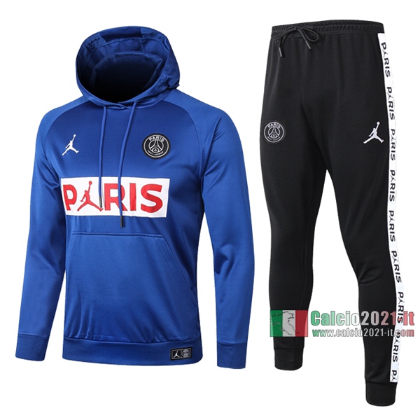 Calcio2021-It: Felpa Tuta Paris Psg Cappuccio Air Jordan Azzurra 2020 2021