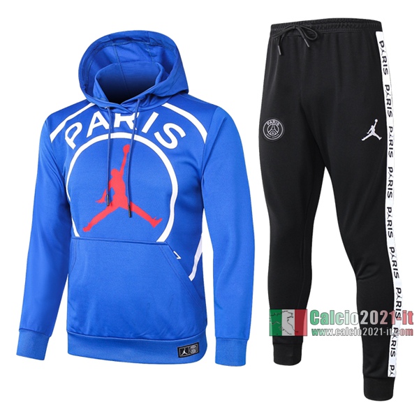 Calcio2021-It: Felpa Tuta Paris Psg Cappuccio Air Jordan Azzurra 2020 2021