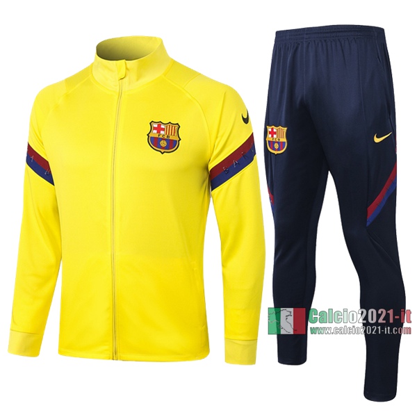 Calcio2021-It: Giacca Allenamento Fc Barcellona Full-Zip Gialla 2020 2021