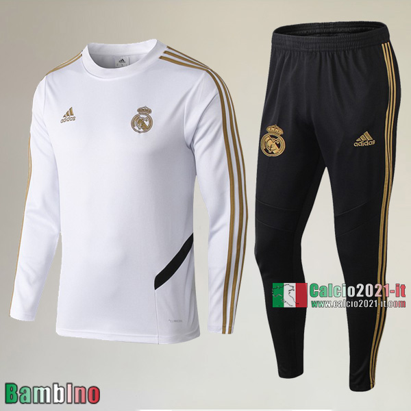 AAA Qualità Felpa Nuova Del Kit Tuta Real Madrid Bambino Bianca Classiche 2019/2020