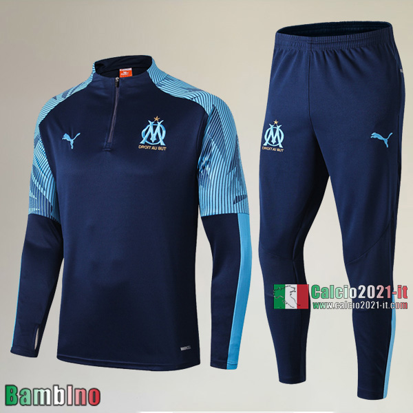 A++ Qualità Nuove Del Kit Tuta Marsiglia OM Bambino Azzurra Scuro Outlet 2019/2020