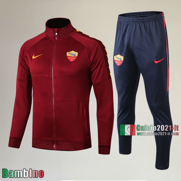 A++ Qualità Full-Zip Giacca Nuove Del Kit Tuta AS Roma Bambino Marrone Authentic 2019/2020