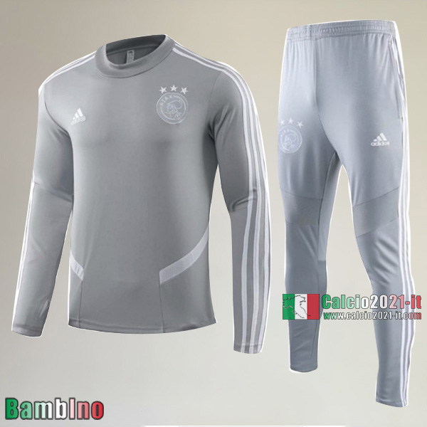 A++ Qualità Felpa Nuove Del Kit Tuta AFC Ajax Bambino Grigia Originale 2019/2020