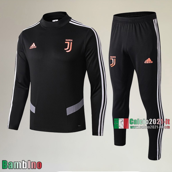 A++ Qualità Felpa Nuove Del Kit Tuta Juventus Turin Bambino Collare Alto Nera Retro 2019/2020