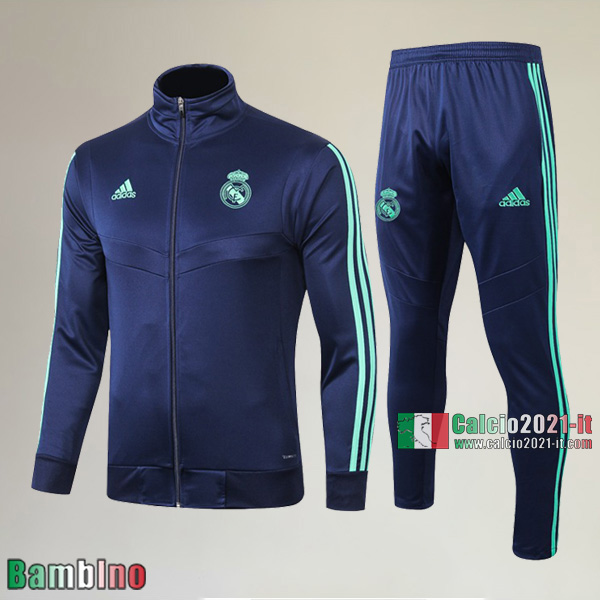 AAA Qualità Full-Zip Giacca Nuova Del Kit Tuta Real Madrid Bambino Azzurra Marino Classiche 2019/2020