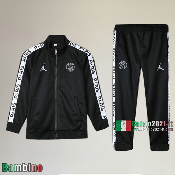 A++ Qualità Full-Zip Giacca Nuove Del Kit Tuta Jordan PSG Paris Bambino Nera Belle 2019/2020