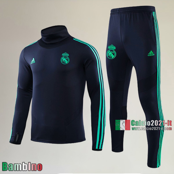 A++ Qualità Felpa Nuove Del Kit Tuta Real Madrid Bambino Collare Alto Ciano Classiche 2019/2020