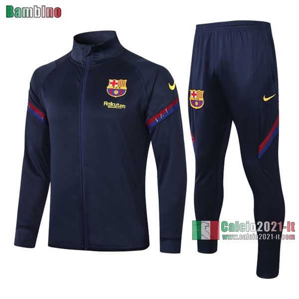 Calcio2021-It: Giacca Training Nuova Del Barcellona Fc Bambino Azzurra Scuro 2020/2021 Retro Classiche