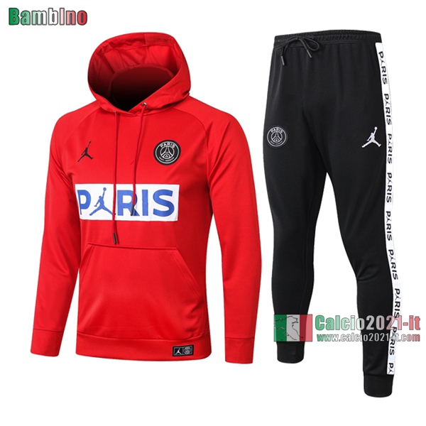 Calcio2021-It: Felpa Tuta Nuova Del Psg Paris Saint Germain Bambino Cappuccio Jordan Rossa 2020/2021 Comprare Online