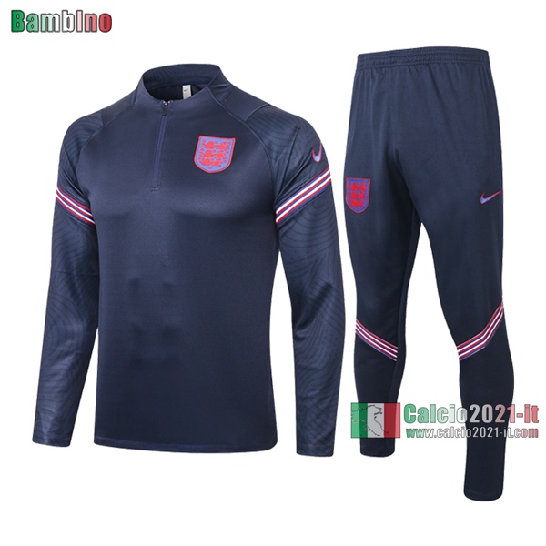 Calcio2021-It: Felpa Tuta Nuova Del Inghilterra Bambino Azzurra Marino 2020/2021 Retro Thailandia