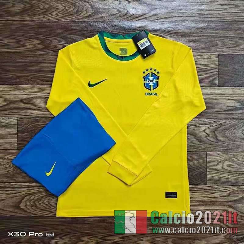 Maglia Calcio Brasile Prima Manica Lunga Stadium 2020 2021