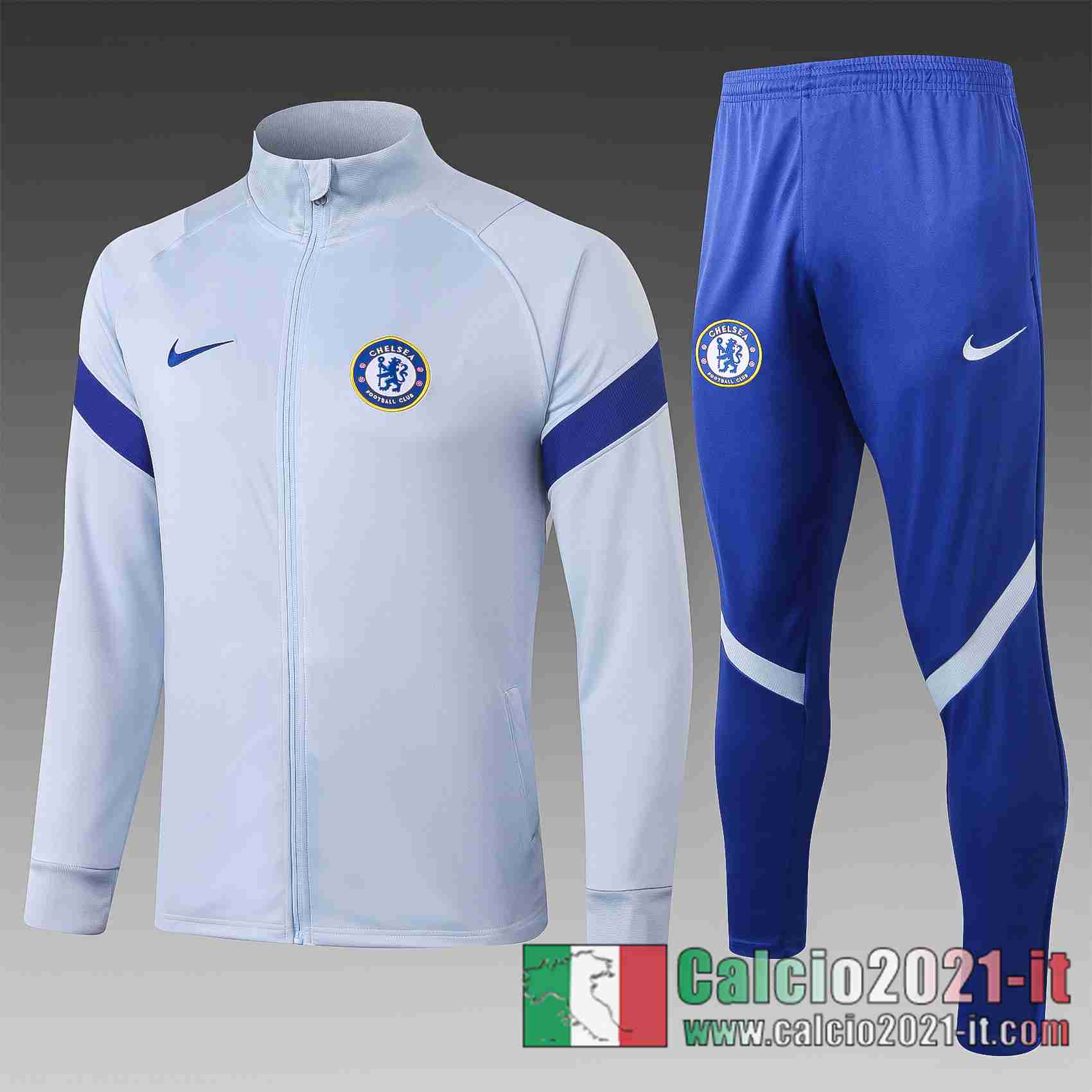 Chelsea Giacca Calcio - Collo alto Grigio chiaro 2020 2021 A372