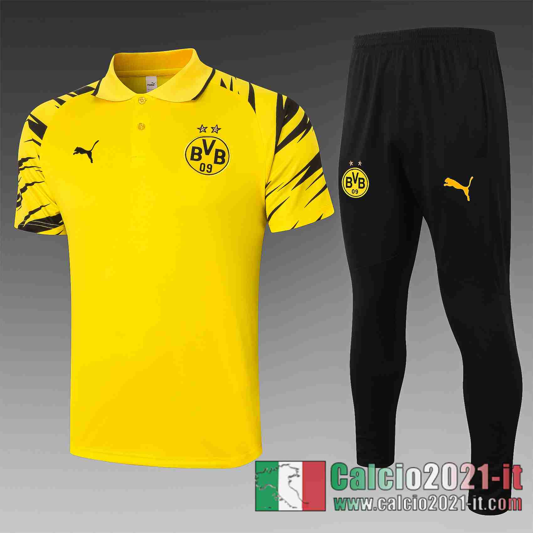 Dortmund Polo Calcio Tampografia gialla 2020 2021 C575