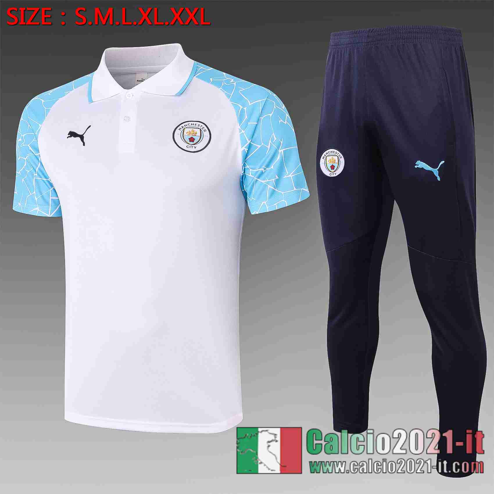 Manchester City Polo Calcio bianca 2020 2021 C577