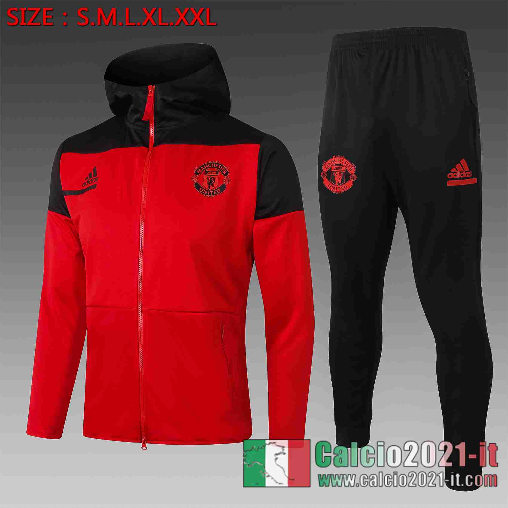 Manchester United Giacca Calcio - Felpa con cappuccio rosso 2020 2021 F280