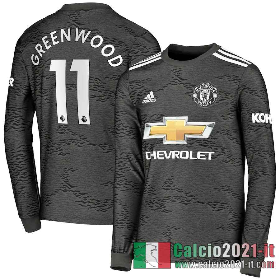 Manchester United Maglia Calcio Greenwood 11 Seconda Manica Lunga 2020-21