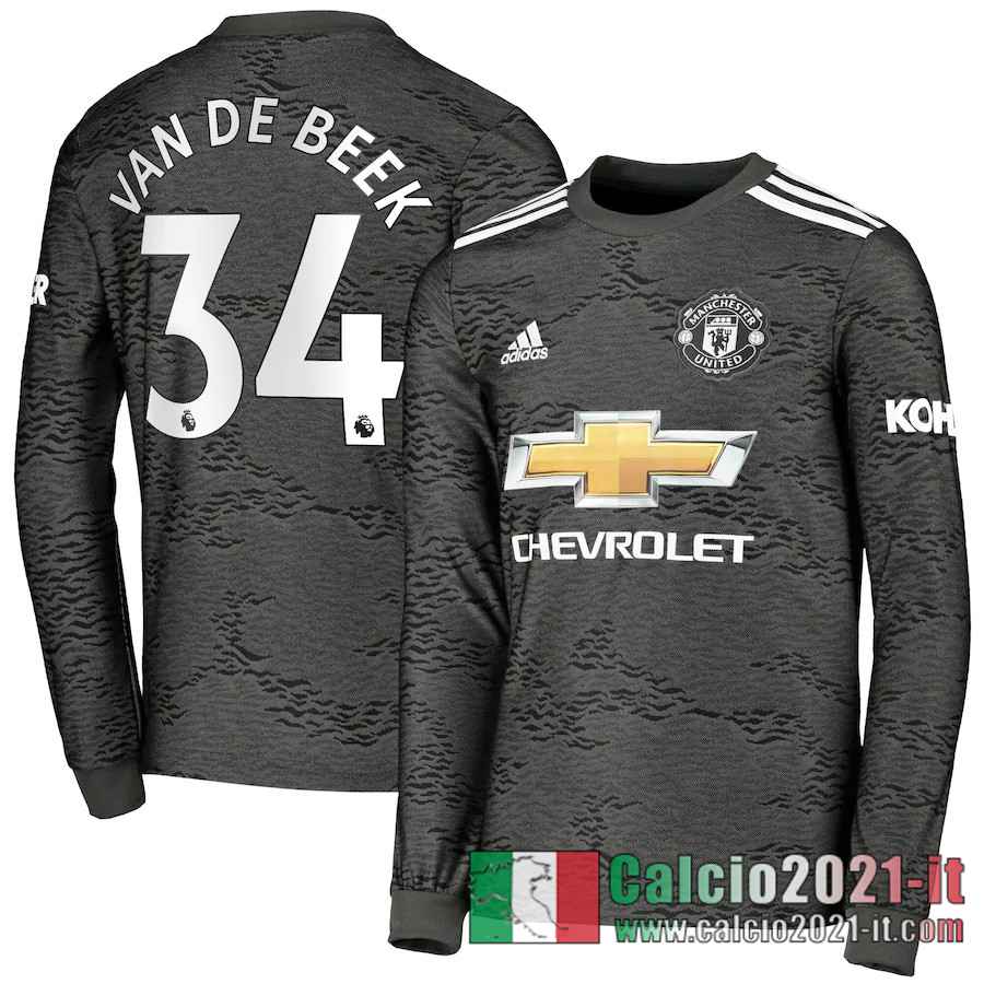 Manchester United Maglia Calcio Van De Beek 34 Seconda Manica Lunga 2020-21