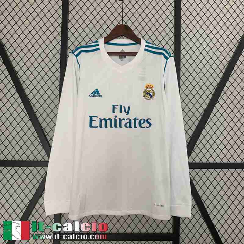 Real Madrid Retro Maglia Calcio Prima Uomo Manga Larga 17 18 FG391